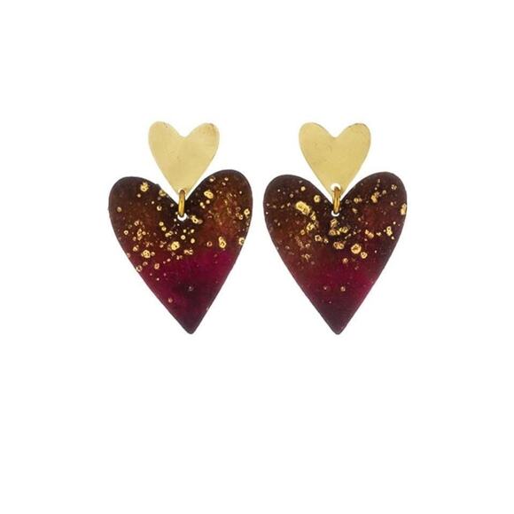 Dos Corazones Heart Earrings - Picture 1 of 3